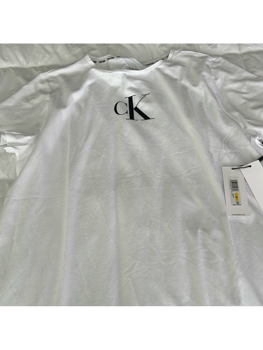 Calvin Klein White CK Logo  bathing suit cover up